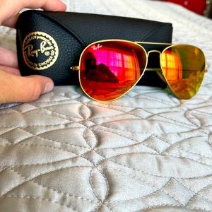 Excellent condition never worn orange flash/matte gold ray bans size XL 62-14mm